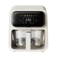 Sweet Dining 4.2QT Non-Toxic Glass Air Fryer - 5mm Tempered Glass, 400°F Air Crisp Tech, Dishwasher Safe, Multifunctional Cooker, Ivory Kitchen Appliances