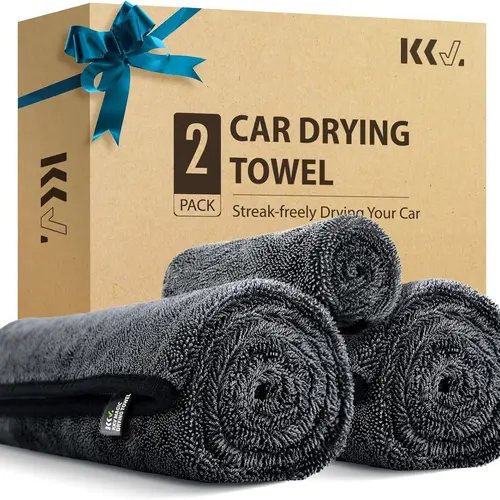 KKV Magic Car Drying Towels,  2-Pack 24x35 Inches Microfiber Car Cleaning Towels, Twisting Yarn Tech, Super Absorbent, Scratch-Free, Quick-Dry, Machine Washable