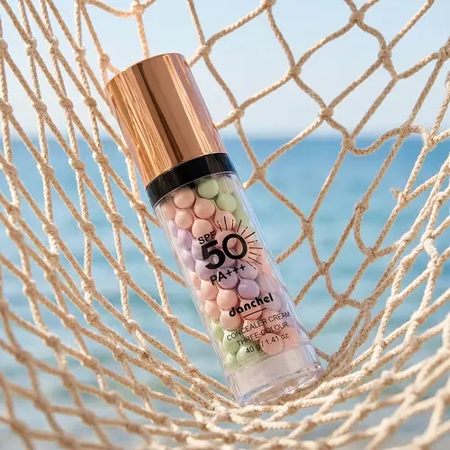 3-in-1 Color Correcting Serum Primer SPF 50 PA+++ - Facial Makeup Base with Purple,Pink,Green Tones, Hydrating, Moisturizing, Brightens Tone, Oil Control, Daily Refresh