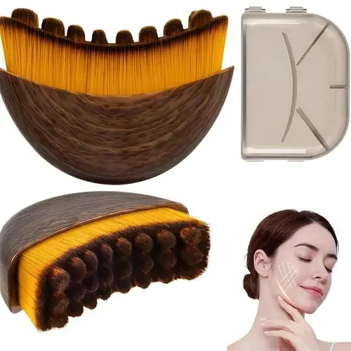 2PCS Lymphatic Contour Face Brush - Ergonomic Skincare Tool for Jawline & Chin Sculpting, Facial Slimming Massage, Fatigue Relief, Precise Skin Fit, Dry Brushing Routine, Face Scrubber Tool, Facial Care Instrument, Beauty