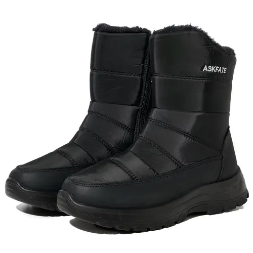AskFate Winter Boots for Women Snow Fur Lined Warm Ankle Boots Water Resistant Anti-slip Zipper Outdoor Walking Adjustable Comfortable Snow Shoes for Cold Weather