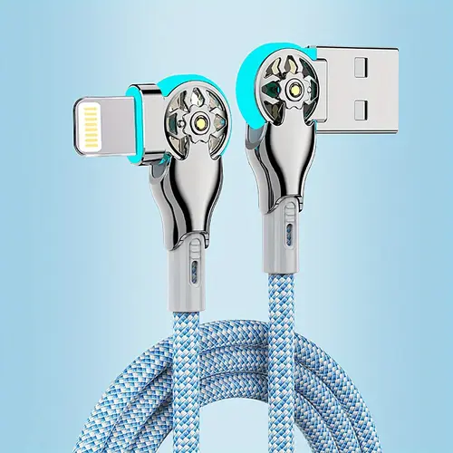 65W Dual Elbow Rotating PD Fast USB Charging Cable - Lightweight Mobile/Cellphone/Smartphone Accessory for iPhone & USB-C Port Devices, Electronic Data Transfer Cable