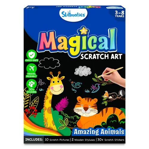 Skillmatics Magical Scratch Art Book - Craft Kits & Supplies, DIY Activity & Stickers for Toddlers, Girls & Boys Ages 3 to 8