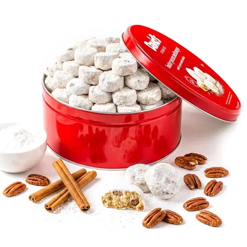 DAVID'S COOKIES Cinnamon Pecan Meltaways Cookies – Delicate, Melt-in-Your-Mouth Texture, Rich Cinnamon Pecan Flavor, 32 oz Gift Tin