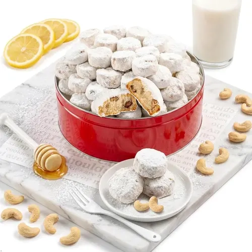 DAVID'S COOKIES Lemon Cashew Meltaways Cookies – Delicate, Melt-in-Your-Mouth Cookies with Bright Citrus & Crunchy Cashews, Kosher Certified, 32 oz Gift Tin