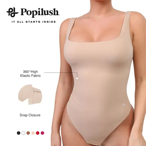 POPILUSH Women's Cloud Sense Fabric Fitted Shaping Bodysuit, Everyday Underwear for Women