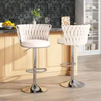 AWQM Velvet Bar Stools Set of 2, Modern Swivel Bar Chairs with Adjustable Height, Upholstered Kitchen Island Chairs,,Beige, Black, Grey.summervibes