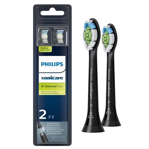 Philips Sonicare DiamondClean Electric Toothbrush Replacement Heads (HX6062/95) - BrushSync Technology, Black 2-Pk Toothbrush Set for Oral Cleansing