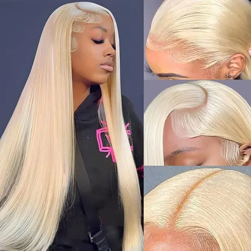 Cute Bein 40 Inch 613 Blonde 13x6 Lace Frontal Wigs 180% Pre Plucked 613 Blonde Corlored Lace Front Human Hair Wigs For Women Can Be Dyed & Restyle