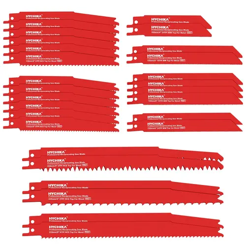 HYCHIKA 32-Piece Reciprocating Saw Blade Set with Organizer Case, Replaceable Metal-Wood Cutting Blades, Heavy-Duty High-Quality Steel Hand Tools for Industrial Hardware Use, Replaceable Blades, Metal Blade Saws,father'sdaygifts