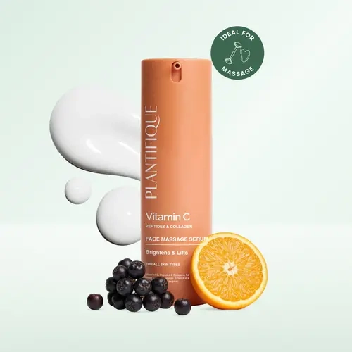 [PLANTIFIQUE Official Shop] Facial Vitamin C Serum - Plant-Based Alcohol-Free Korean Skincare for Adults, Anti-Aging Hydrator with Peptides, Brightening for Dull Uneven Tone, Fine Lines, Dark Spots, All + Combination Skin Repair, Boosts Radiance