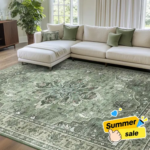 BESTSWEETIE Boho Floral Decorative Rug Mat - Large Soft Faux Wool, Machine Washable, Non-Slip Waterproof, Various Sizes, Easy-Care, Rugs for Bedroom with Designs, Farmhouse Decor, Celestial Essential, Cozy Room Use, Family Fun Halloween