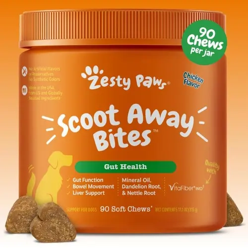 Scoot Away Bites for Dogs - 90 Soft Chews with VitaFiber & Mineral Oil for Gut Health & Bowel Function Support