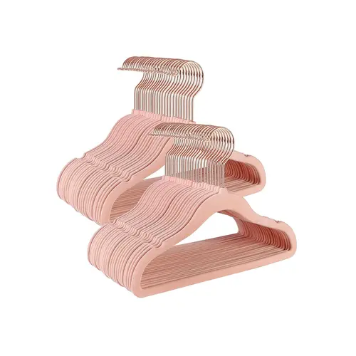 SONGMICS Modern Velvet Rotatable Clothes Hangers, 50-Pack ABS Hangers with 360° Rose Gold Kid-Friendly Swivel Hooks, Slip-Resistant 11.8"w x 8.1"h Space Saver for Children’s Closet Organization