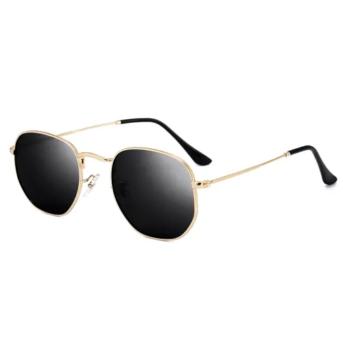 SUNGAIT Classic Retro Geometric Sunglasses Square Polarized Glasses for Men and Women Full Metal Frame TAC Lens Unisex Party Travel Accessory Sun Protective Eyewear