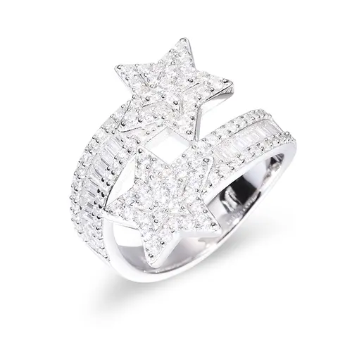 UCCIYO Female Star-Shaped Fine Moissanite Ring - S925 Sterling Silver, Luxury Bling, Luxe Shine Lab Moissanite Jewelry, Photo Taking Wedding Engagement Gift【#R297】