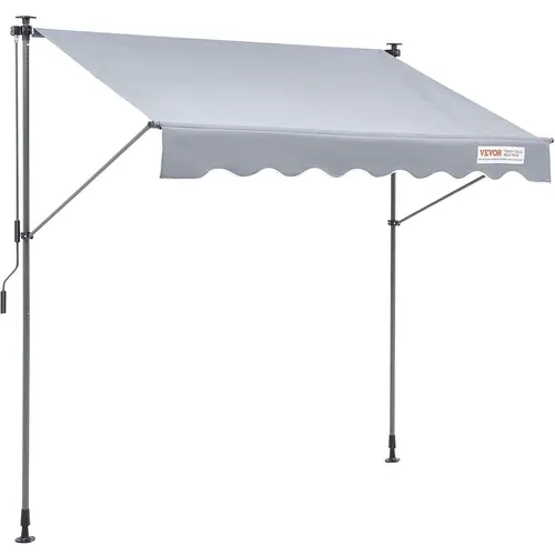 VEVOR Manual Retractable UV Block Awning, Polyester Shelter with Rain-Proof PU Coat, Steel Tube Frame, Twist-Lock Adjustable Canopy, Aluminium Sun Shade Curtain, Hassle-Free Assembly Required for Backyard, Balcony Garden Gear Protection