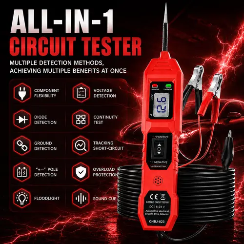DC 6-24V Automotive Circuit Tester - Multi-Function Diagnostic Tool for Car Electrical System Checks, Mechanic Tools with LED Display, Jumper Cables, Continuity Tester, Fast Fuse Testing #fathersdaygift