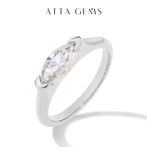 1CT Marquise Shape Synthetic Moissanite Ring 925 Sterling Silver 14K Gold Plated Rings Daily Wear Birthday Present Fine Jewelry Summervibes R135, Elegant Ring, Unisex summerwins,summerwins