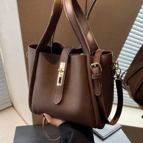 Women's Elegant Solid Color Handbag, Fashion PU Leather Shoulder Bag for Daily Used, Casual Trendy Versatile High-quality Commuting Bag, Girl Fashionable Bag, Elegant Commuter Bag