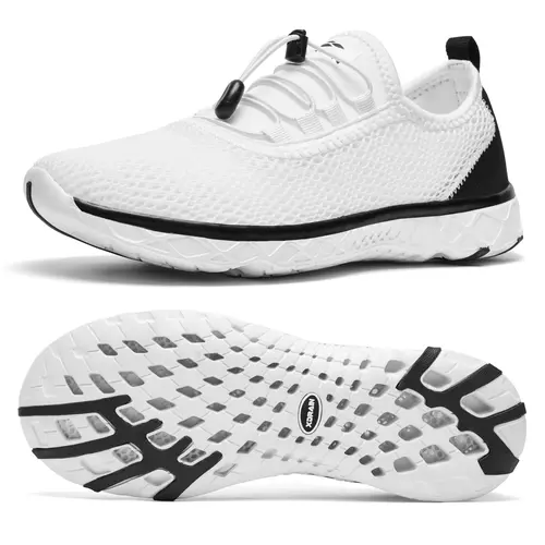Aleader Men's Sporty Water Shoes - Quick-Drying Slip-On Mesh Footwear with 3D Double Pads, EVA High-Rebound, Non-Slip Water-Resistant for Beach, Wading & Casual Wear