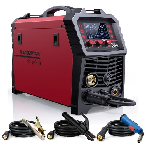 ARCCAPTAIN 200A Power Digital MIG Welder, 110V-220V 6 In 1 Steel/Aluminum Welding Machine MIG200, Large Display, Gas/Gasless MIG Welder, Spool Gun-Lift TIG Support, Stick-Spot Welding, Adaptive Crater, Professional Garage Auto Repair Tool toolupgrade
