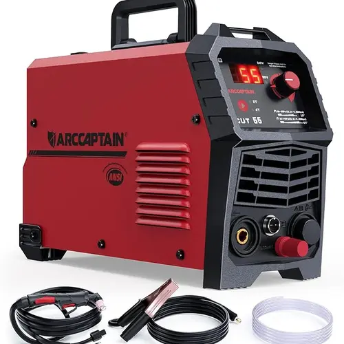 ARCCAPTAIN Cut55 Pilot Arc Plasma Cutter Welder - 55A Dual Voltage 120V/240V IGBT Inverter, Non-Touch HF Pilot Arc, 3/4" Max & 1/2" Clean Cuts, 2T/4T Portable Torch Plasma Cutting Equipment for Home DIY Rusty/Dirty Metal Tool Upgrade