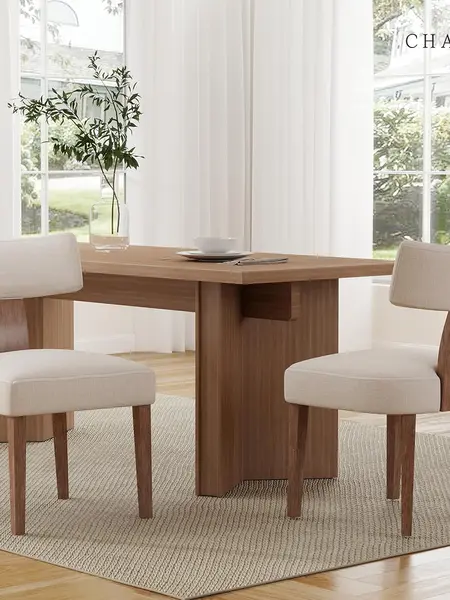 CHAIRUS Dining Chairs Set of 2,Mid-Century Modern Linen Padded Dining Chairs with Wood Legs, Modern Upholstered Fabric Dining Room Chair,Living Room Bedroom Outdoor Lounge Chair, Curved Backrest Kitchen Chairs, Beige