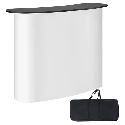 VEVOR Sturdy Aluminium Portable Tradeshow Podium - 51.18"x18.31"x37.4" Folding Indoor Outdoor Table with Velcro Patches, Dual Shelf Storage Rack, Carrying Bag for Classrooms, Restaurants, Exhibition Booths (TikTokShopBlackFriday)