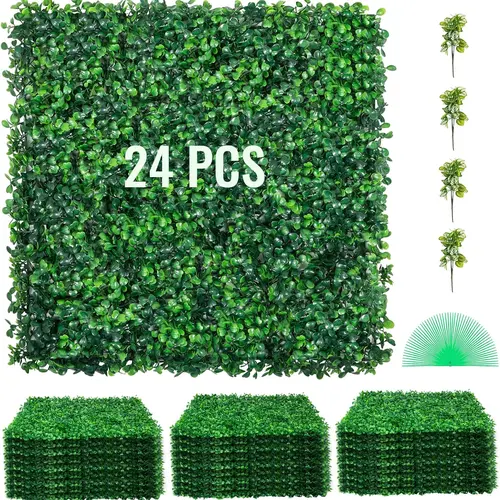 【fathersdaygift】VEVOR Artificial Boxwood Panels 24 PCS 20"x20" Boxwood Hedge Wall Panels for Decoration of Outdoor IndoorGardenFence & Backyard Decorating Home GoodsRoom DecorHome Accessories, House Decor, Entryway Decor,campingessentials,outdoorfurniture