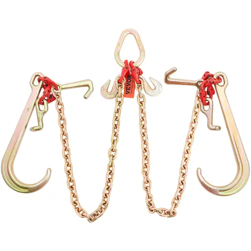 【Summerfinds】VEVOR Heavy Duty 5/16-in Adjustable V-Chain Bridle, 3 ft Chain Length, G80 Rust-Resist Galv Manganese Steel, 2pcs-9260 lbs WLL, RTJ Cluster Adjustable Hooks, D-Shackle, DOT Certified, Truck Towing Tool, Fits Multiple Vehicles