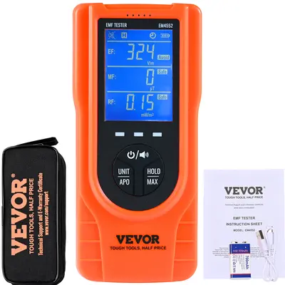 【fathersdaygift】VEVOR 3-in-1 EMF Meter Handheld Rechargeable Electromagnetic Field Radiation DetectorDigital LCD EMF Tester for EF MF RF Home Inspections Outdoor Ghost Hunting Paranormal Equipment