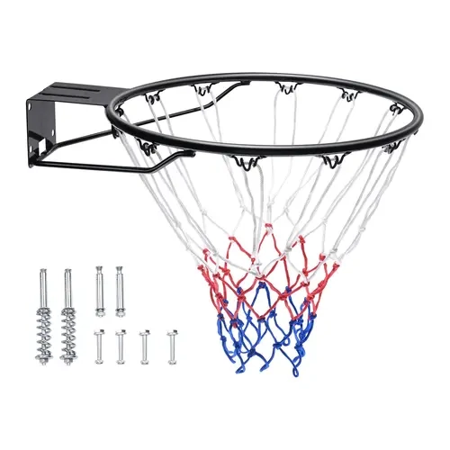 VEVOR 75g Carbon Steel Basketball Rim Replacement, 18" Heavy-Duty Q235 Flex Goal with Net & Dual Compression Springs, Sturdy Structure Easy-Install Wall-Door Mount for Adults (Indoor-Outdoor Use)