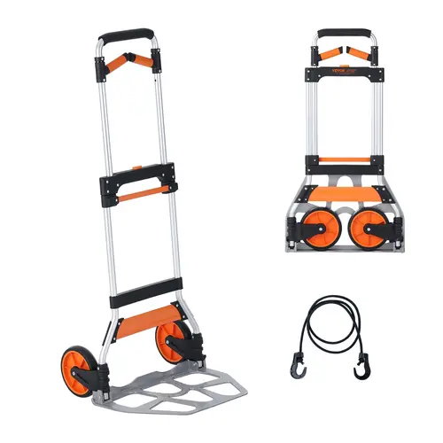 VEVOR Foldable Heavy-Duty Aluminum Convertible Hand Truck Foldable Cart, 309 lbs Max Load, Adjustable Handle, PP+TPR Rubber Transport Wheels, Compact Ultra-Lightweight Fully Assembled Trolley for Groceries & Boxes (TikTokShopBlackFriday)
