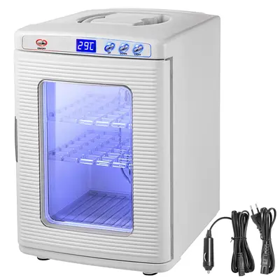 VEVOR 25L Digital Reptile & Poultry Egg Incubator, 5-60℃ Precise Set, 1℃ Step Control, 3 Shelf Levels, LED Temp Display, Inside Fan, Built-in Handle, External Buttons, PVC Viewing Door, for Chickens Ducks Quails Home Use