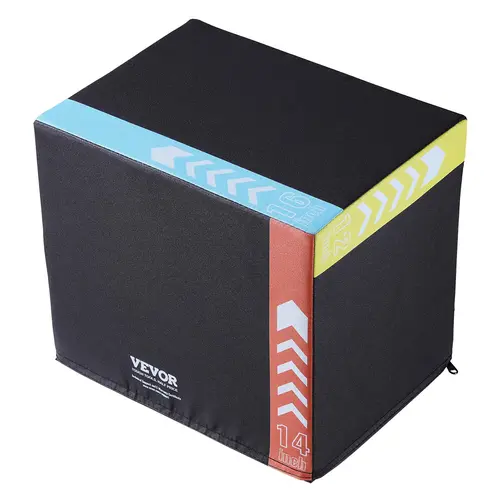 VEVOR 3-in-1 Adjustable Plyometric Jump Box - 16/14/12 in Cotton Anti-Slip Home Workout Equipment, Adjustable/Muscle Training/At Home Gym Equipment for Core Stability Conditioning