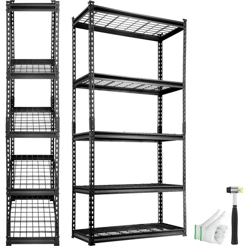 【Father's Day Gift】VEVOR Freestanding Steel Shelf, 5-Tier Adjustable Heavy-Duty Metal High Storage Rack, 2000 lbs Capacity Wire Unit, 36" L x 16" W x 72" H Black Organizer for Garage, Kitchen Pantry