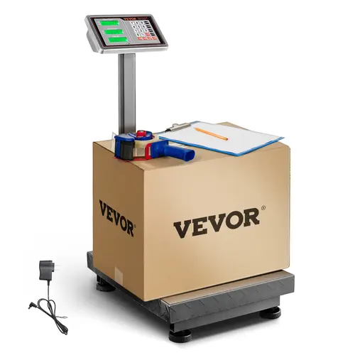 【toolupgrade】VEVOR Heavy Duty Carbon Steel Industrial Scale (Hand Tools), 660 lbs Load, 0.1 lbs Accuracy, Stainless Steel HD Display, LB/KG Tare & Price Calculator, FCC Listed, Foldable for Boxes/Luggages, Home & Markets, Power Adapter & Dual-Power System
