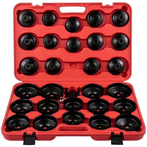 【toolupgrade】VEVOR Oil Filter Socket Set (7/14/30 Pcs), Sturdy Rust-Resist Steel 3/8" Low Profile Socket, Mechanic Tools for Mechanics, Pre-Sorted Cups for Multiple Cars, Cap-Type Wrench for Easy Access