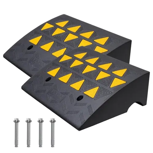 VEVOR Rubber Curb Ramp 2 Pack, TikTokShopBlackFriday, 6" Rise Height Heavy-Duty 33069 lbs/15 T Capacity Threshold Ramps, Driveway Ramps with Stable Grid Structure for Cars, Wheelchairs, Bikes, Motorcycles