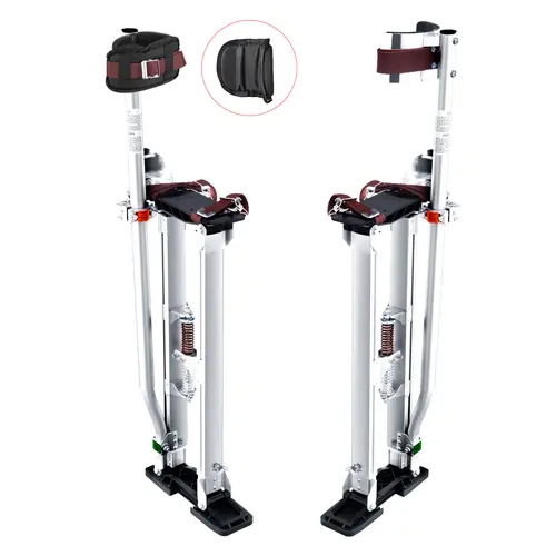 VEVOR Aluminum Alloy Adjustable Drywall Stilts (24-40 in Adjustable Height), 3-pos Heel Fit, Slip-Resist Base, 228 lbs Support, Protective Knee Pads, Knee Straps, Home Improvement Tool for Home Decoration