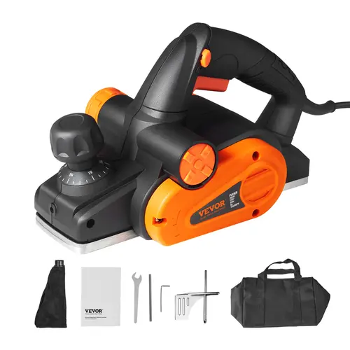 【toolupgrade】VEVOR Corded Electric Hand Planer, 3-1/4" Width Cutting Tool with 16500 RPM High Speed, Copper & 58+ HRC Steel Build, Fiberglass Tough for Woodworking Carpentry, Wood Smoothing & Chamfer DIY, FCC-SDoC