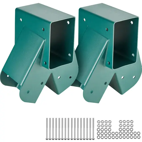 VEVOR Sturdy A-Frame Middle Swing Set Brackets (2 Pcs, Green) - Heavy Duty Carbon Steel, Rust-Resist Coat, for 4x4 Legs & 4x6 Beam, with Heavy Duty Bolts, Hex Nuts & Mounting Hardware, DIY Kit