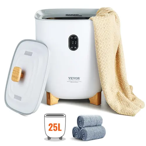 VEVOR Household 25L Towel Warmer Bucket, 2 Heating Modes, 20/40/60/90 Min Timer Settings, Bottom Heating Columns, LED Screen, Operation Design, Fragrance Compatibility, Pad-Friendly for Bathroom, Spa