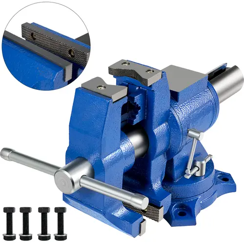 VEVOR 5 Inches Hardware Bench Vise, Heavy-Duty Ductile Cast Iron Industrial Clamp with 360° Rotation Head & Body, 30Kn Clamp Force, Pipe-Compatible for Rounded Surfaces Fixing (Home Use)