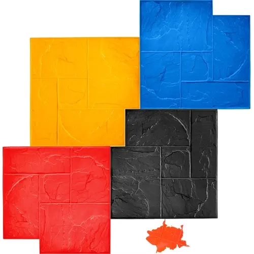 VEVOR 4 PCS 24"x24" Decorative Crack-Resist PU Concrete Texturing Skin Set, 0.5"-1" Thick Wear-Resist Stamping Mats with Sturdy Handles, Water-Resistant for Driveway, Sidewalk