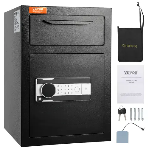 【toolupgrade】VEVOR 2.5 Cub Steel Safety Features Safe - Digital Security Lock with Drop Slot, Electronic/Combination Lock, 2 Emergency Keys, 20.27in x 13.97in x 13.97in Anti-Theft Box for Home, Office Savings & Valuables, Safety Features Safes, Security L