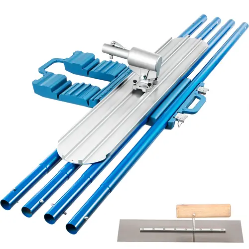 【toolupgrade】VEVOR Heavy Duty Magnesium Alloy Concrete Float Kit, 48x8in Round End Finishing Tool with 4 Comfortable Coated Steel Handles, Bracket, Tool Bag - Adjustable, Flexible Full Set with Push/Pull Control for Construction, Home Repair Needs