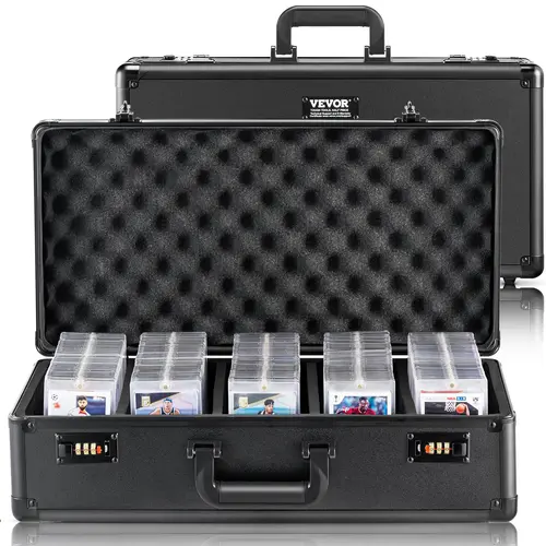 VEVOR Graded Card Storage Box,  5 Slots, Graded Sports Cards Holder Carrying Case with Coded Lock Foam Dividers, for 162 PSA Graded Cards 115 BGS Cards 130 SGC Cards 585 Top Loaders Metal Organiser