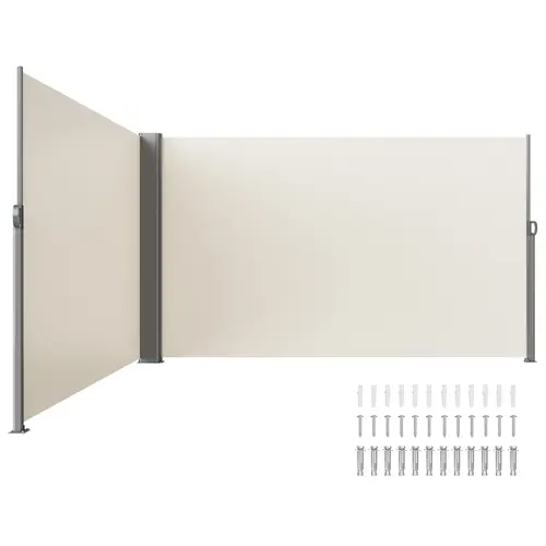 【fathersdaygift】VEVOR Retractable Side Awning 71''x 236'' Aluminum Outdoor Privacy Screen280g Polyester Water-proof Retractable Patio ScreenUV 30+ Room Divider Wind Screen for PatioBackyardBalconyBeige, Patio Decor Privacy, Adjustable Length Panels,campin